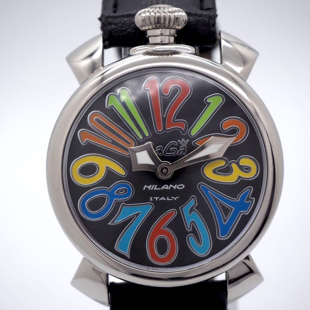 380 稼働 ガガミラノ 時計 メンズ マヌアーレ40 ブラック シルバー 人気