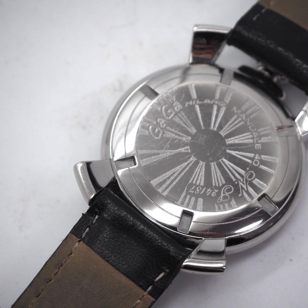 380 稼働 ガガミラノ 時計 メンズ マヌアーレ40 ブラック シルバー 人気