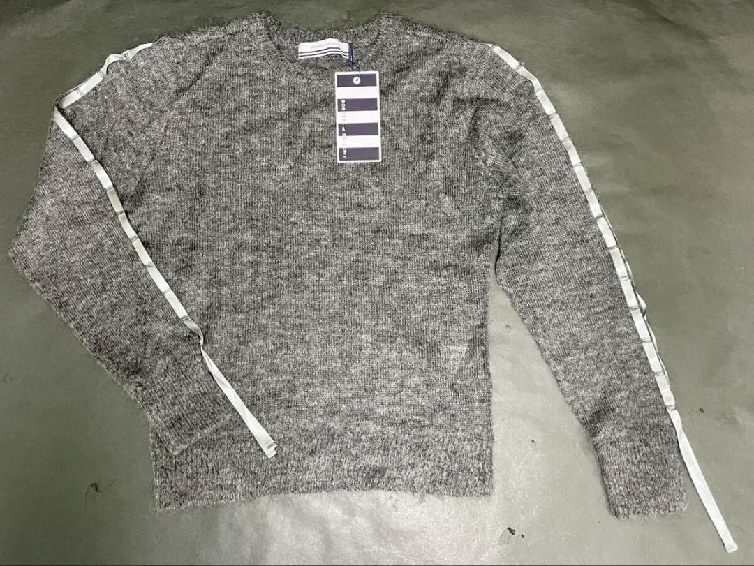 ボーダーズアットバルコニー★袖リボン付きニットトップス38グレー参考5万円★新品