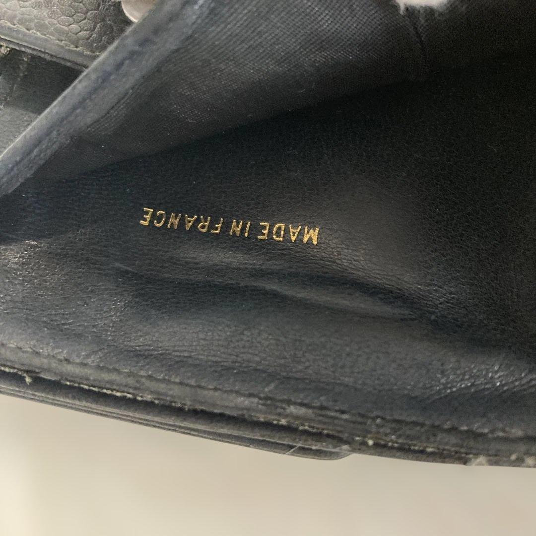 CHANEL シャネル ココマーク ダブルホックウォレット キャビアスキン 黒