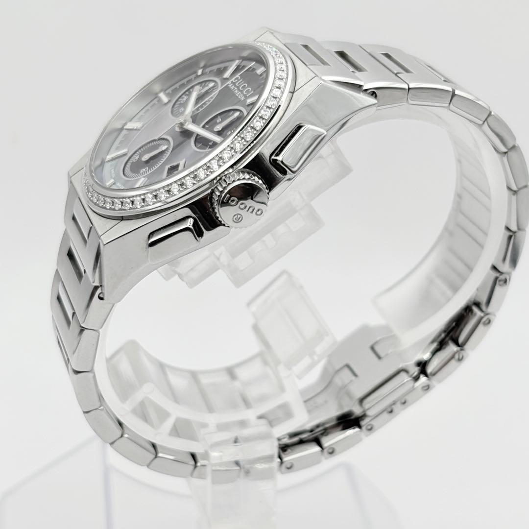 美品　グッチ　シェル文字盤　ダイヤベゼル　メンズ腕時計　パンテオン　クロノグラフ