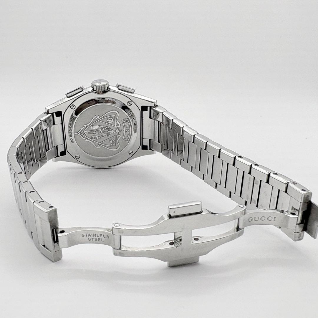 美品　グッチ　シェル文字盤　ダイヤベゼル　メンズ腕時計　パンテオン　クロノグラフ