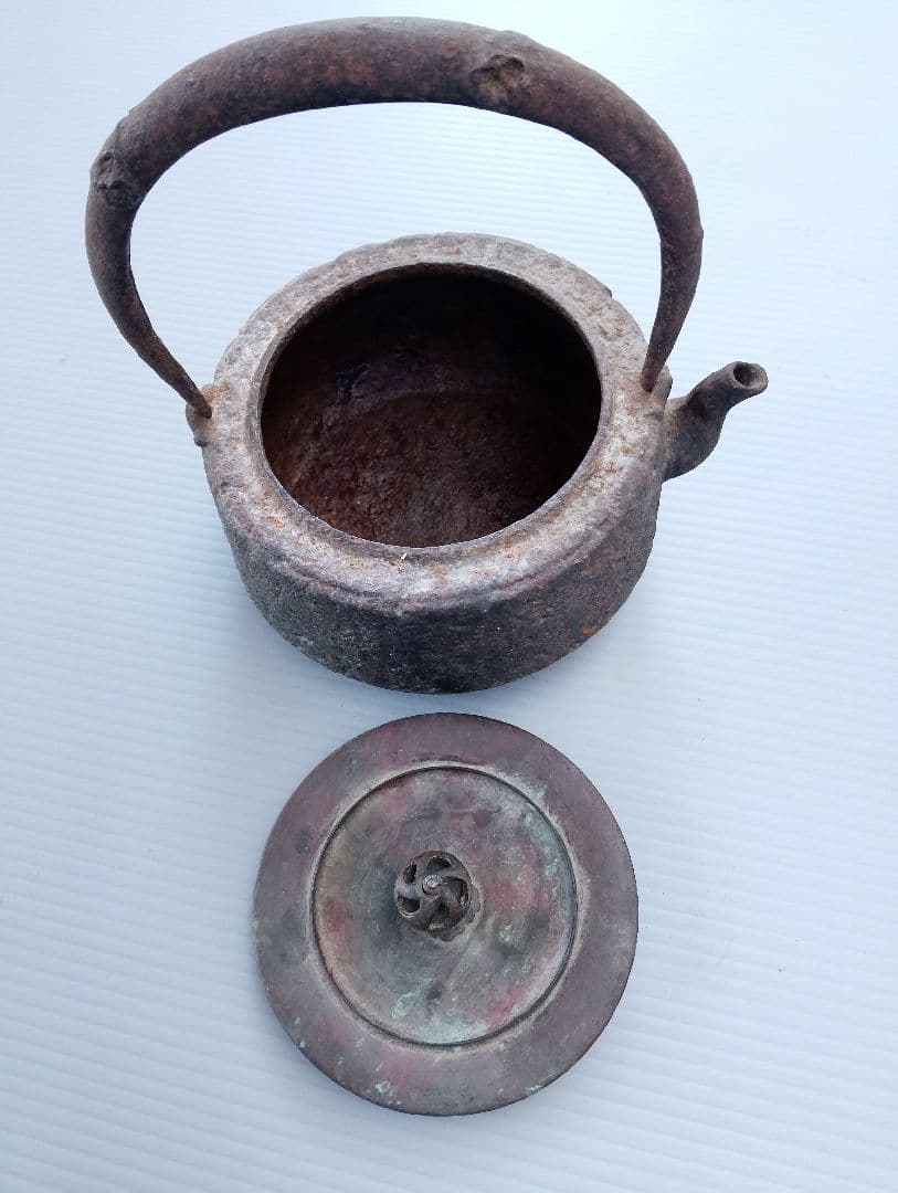 龍文堂造　鉄瓶　茶道具　煎茶道具　時代物　アンティーク(あ14)