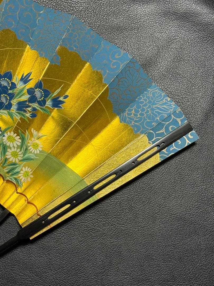 扇子　33.5cm 十松屋福井扇舗　狂女扇　妻紺　秋草図　仕舞扇　能楽　着物