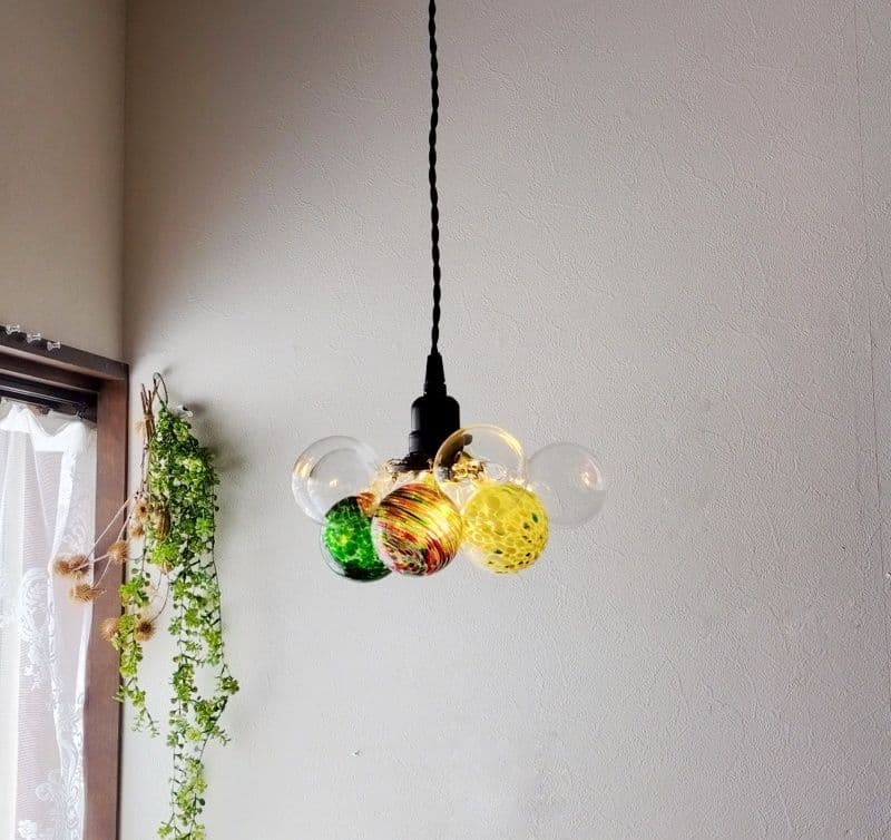 【L】昭和レトロなバブルボールガラスペンダントライトカラフルバブルアンティーク系