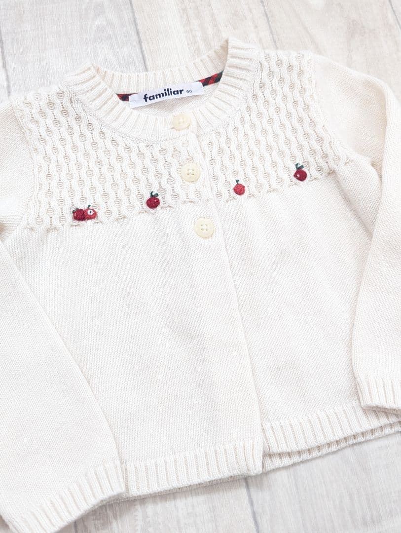 【現行品】familiar　チェック　カーディガン　80