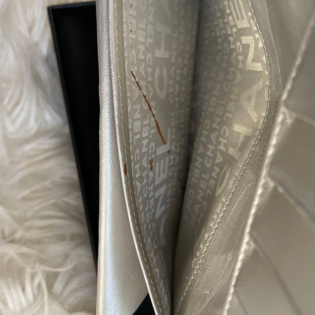 CHANEL シャネル アイコンライン 二つ折り財布 ピンク がま口 シルバー