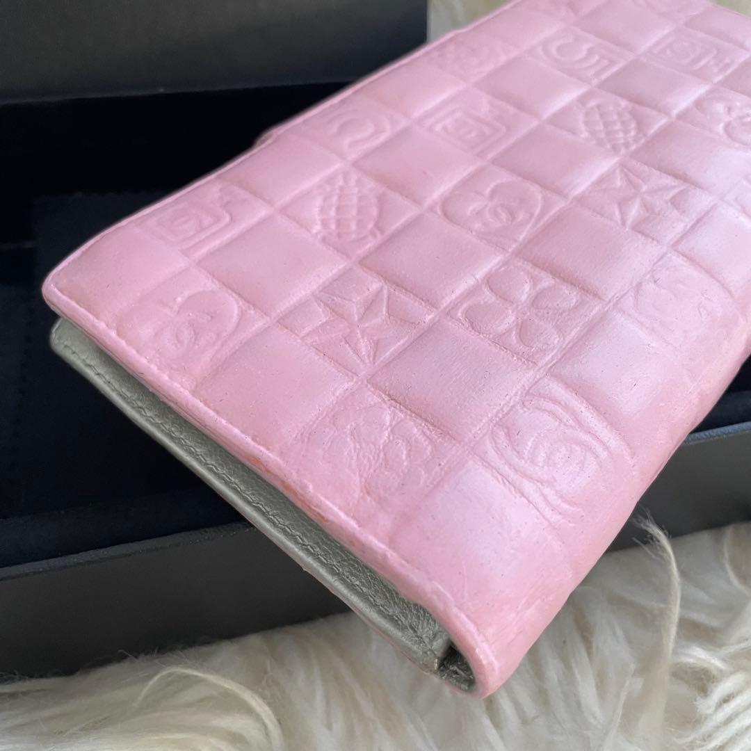 CHANEL シャネル アイコンライン 二つ折り財布 ピンク がま口 シルバー
