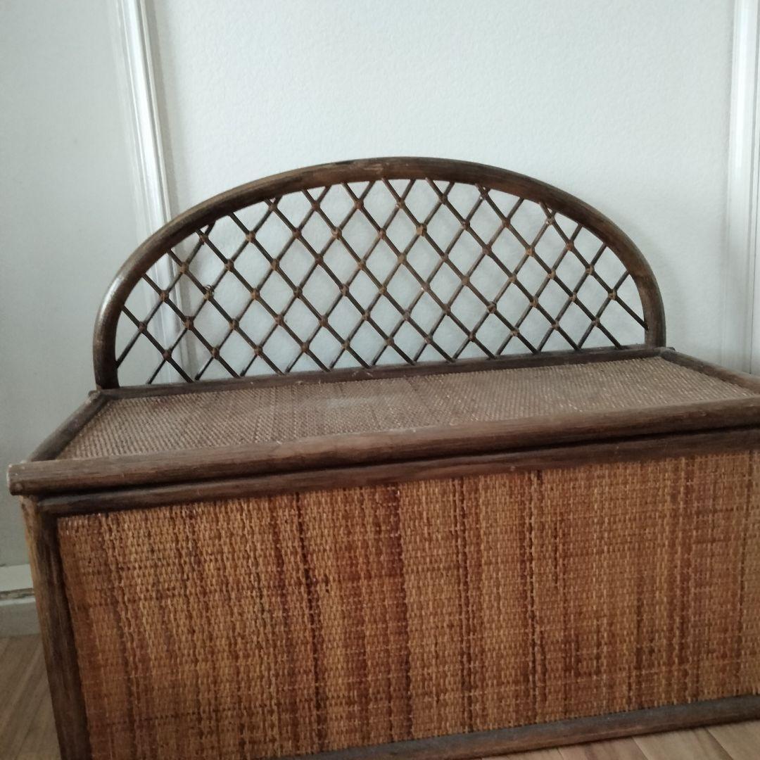 ラタン　籐　チェストチェア収納ボックス　ブラウン