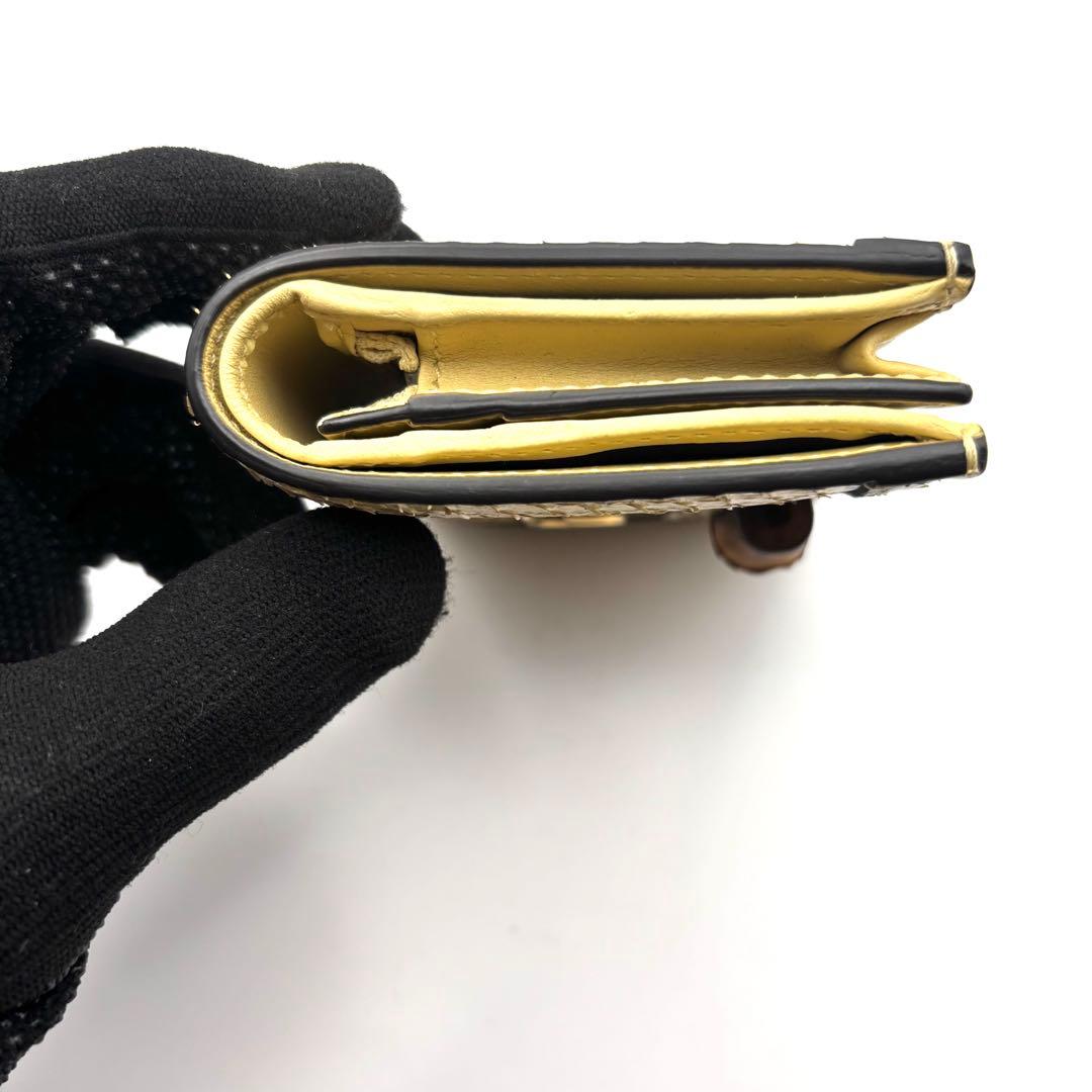 希少 グッチ ダイアナ パイソン マーモント GG バンブー 二つ折り財布 箱