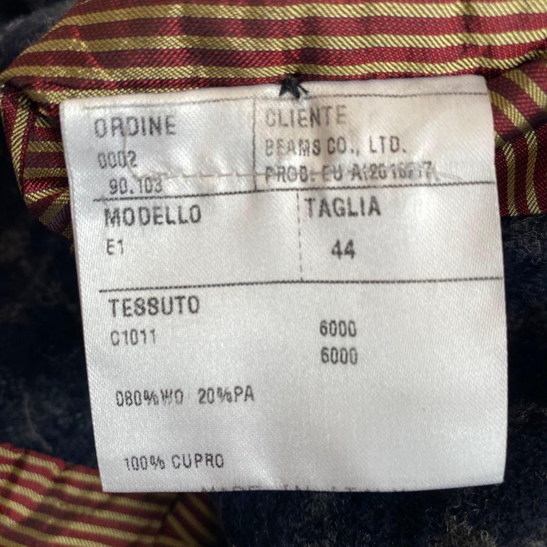 ERNESTO ネイビー×グレー ウールステンカラーコート S 44 ラグラン