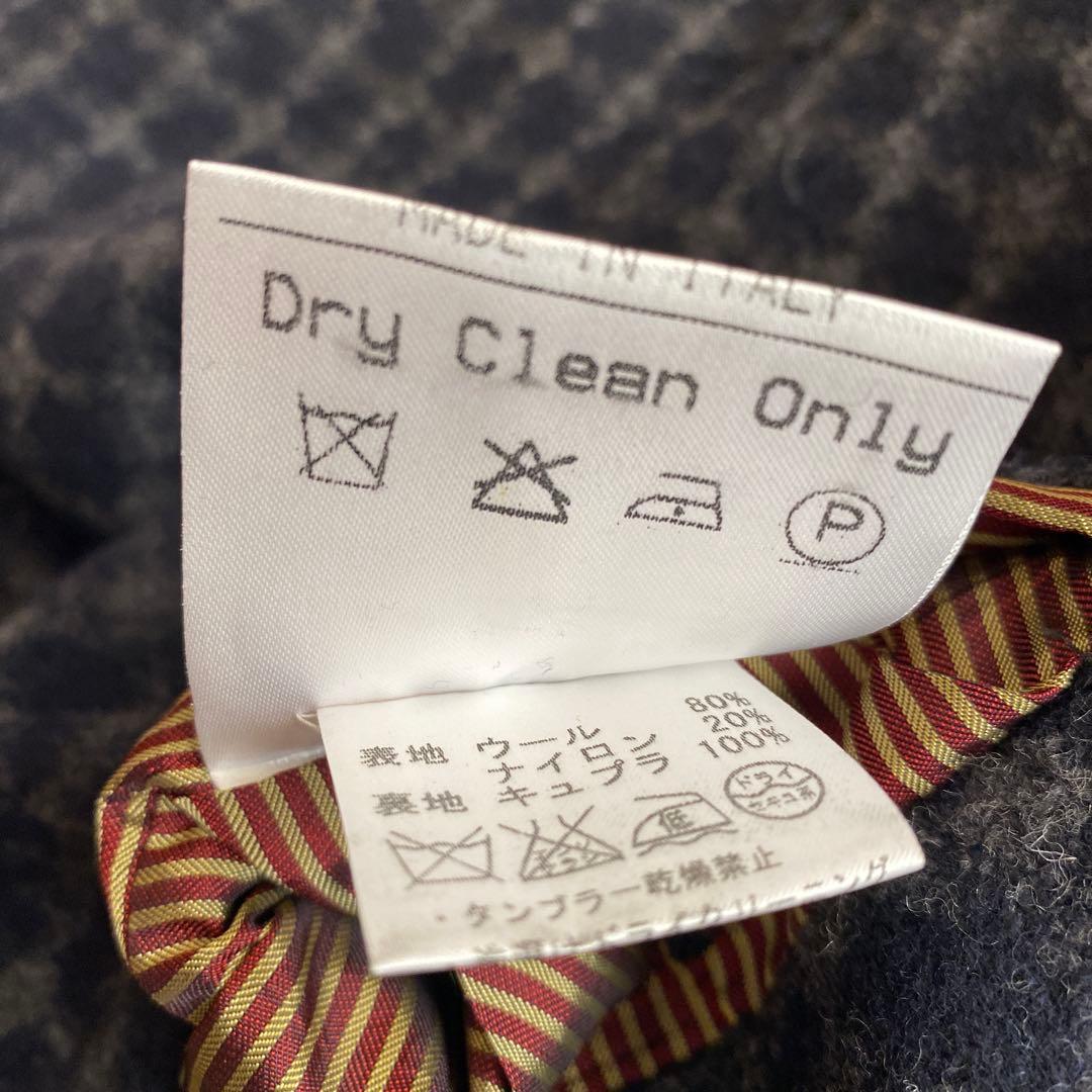 ERNESTO ネイビー×グレー ウールステンカラーコート S 44 ラグラン