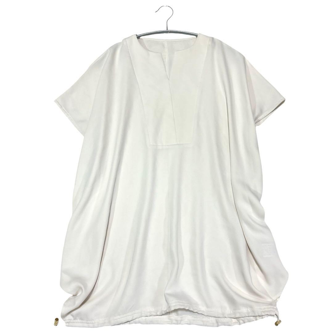 Owauno オアーノ 半袖 バルーン ブラウス M オフホワイト ドロスト 白