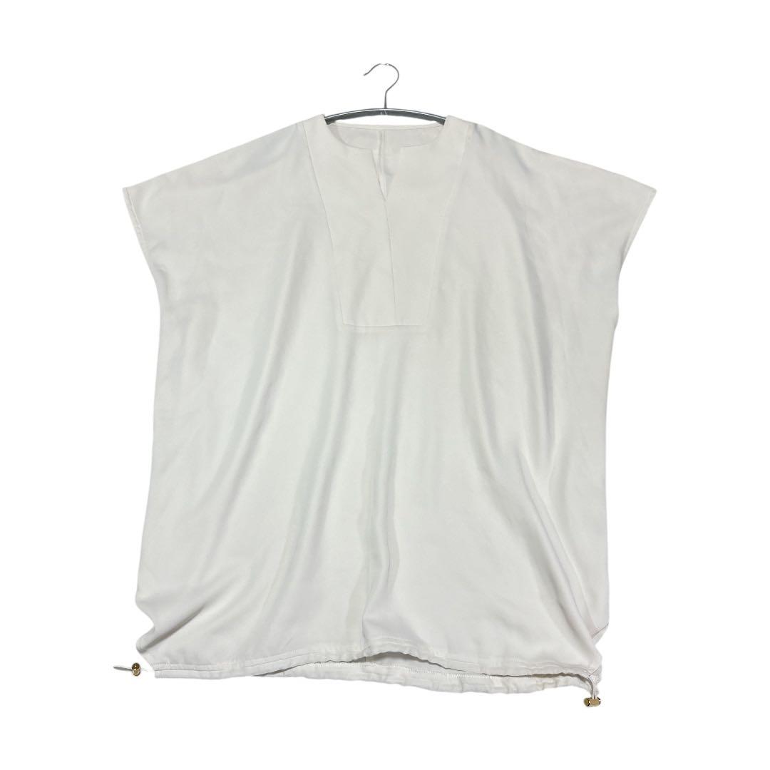 Owauno オアーノ 半袖 バルーン ブラウス M オフホワイト ドロスト 白