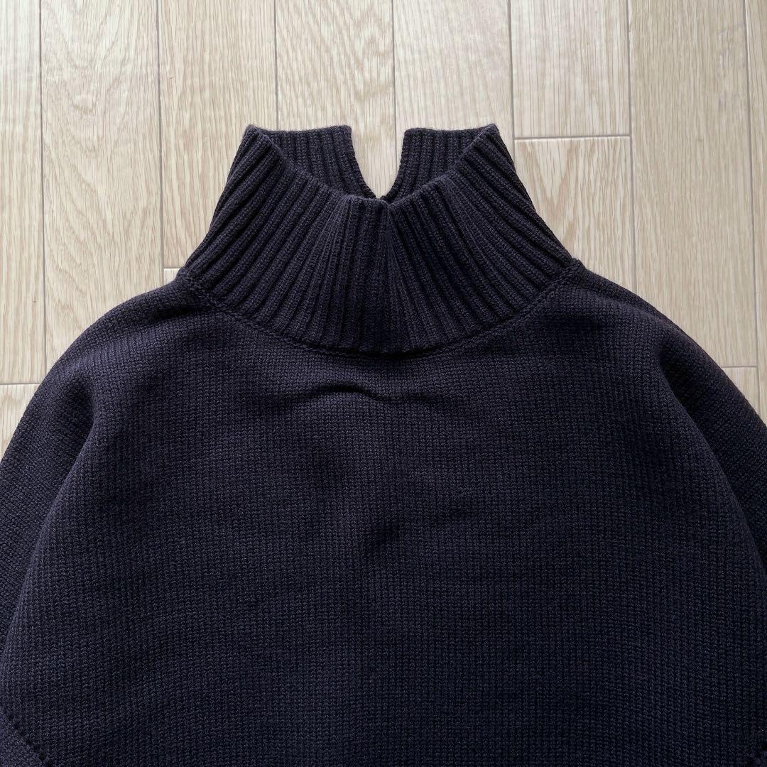 【ネイビー】CINOH オーバーサイズハイネックニット 38 チノ ウール100