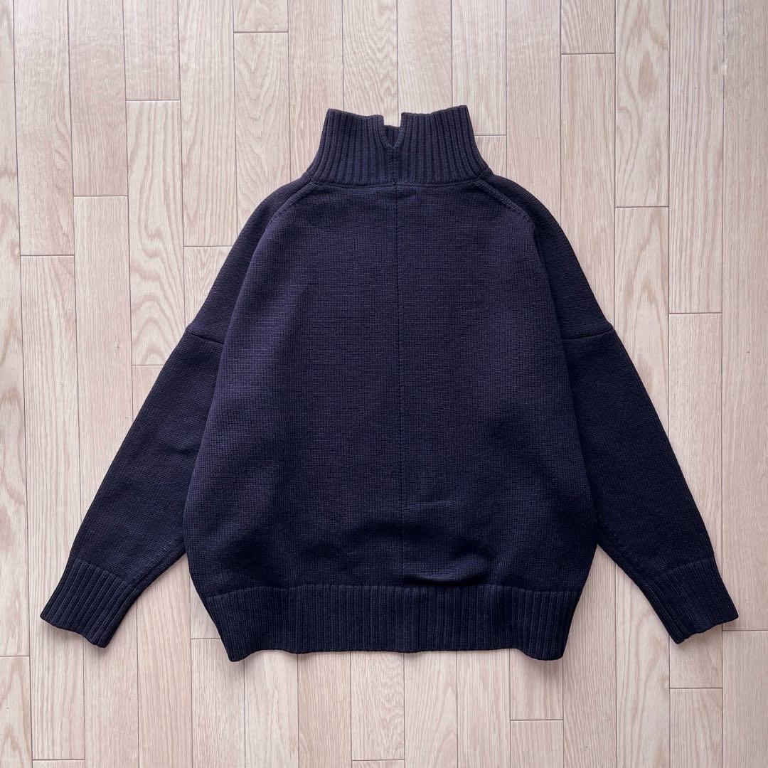 【ネイビー】CINOH オーバーサイズハイネックニット 38 チノ ウール100