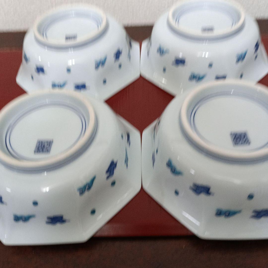 有田焼　館林弘明　鳥絵　八角皿　 4枚　保管品