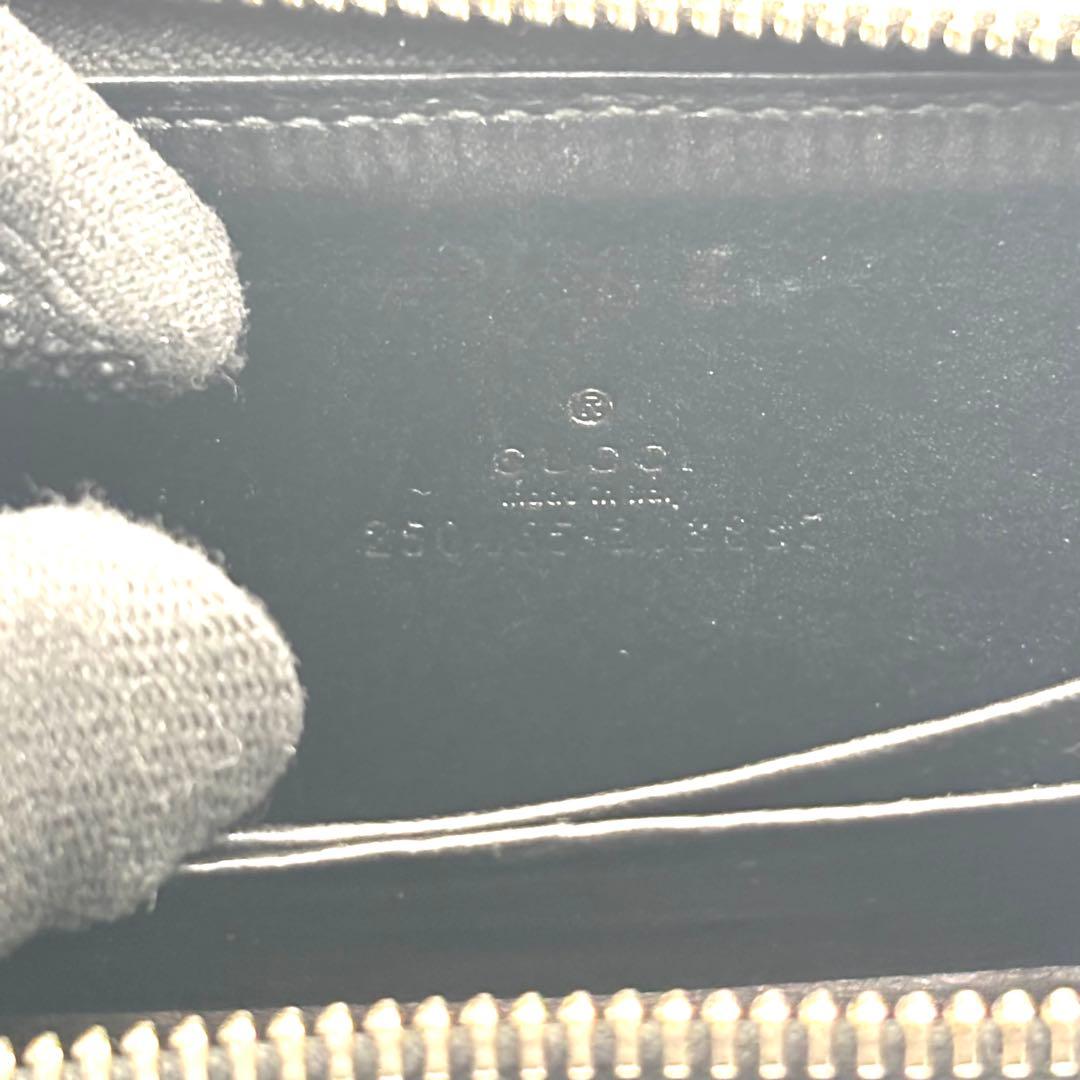 グッチ ケース ディアマンテ ラウンドファスナー レザー ブラック