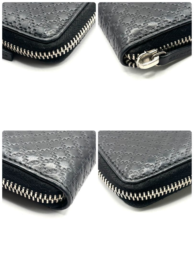 グッチ ケース ディアマンテ ラウンドファスナー レザー ブラック