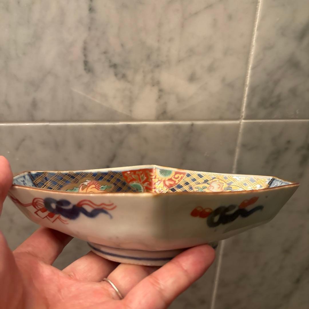 アンティーク江戸後期お花や鳥、ふんだん に使われた金彩が芸術的な豪華絢爛な刺身皿