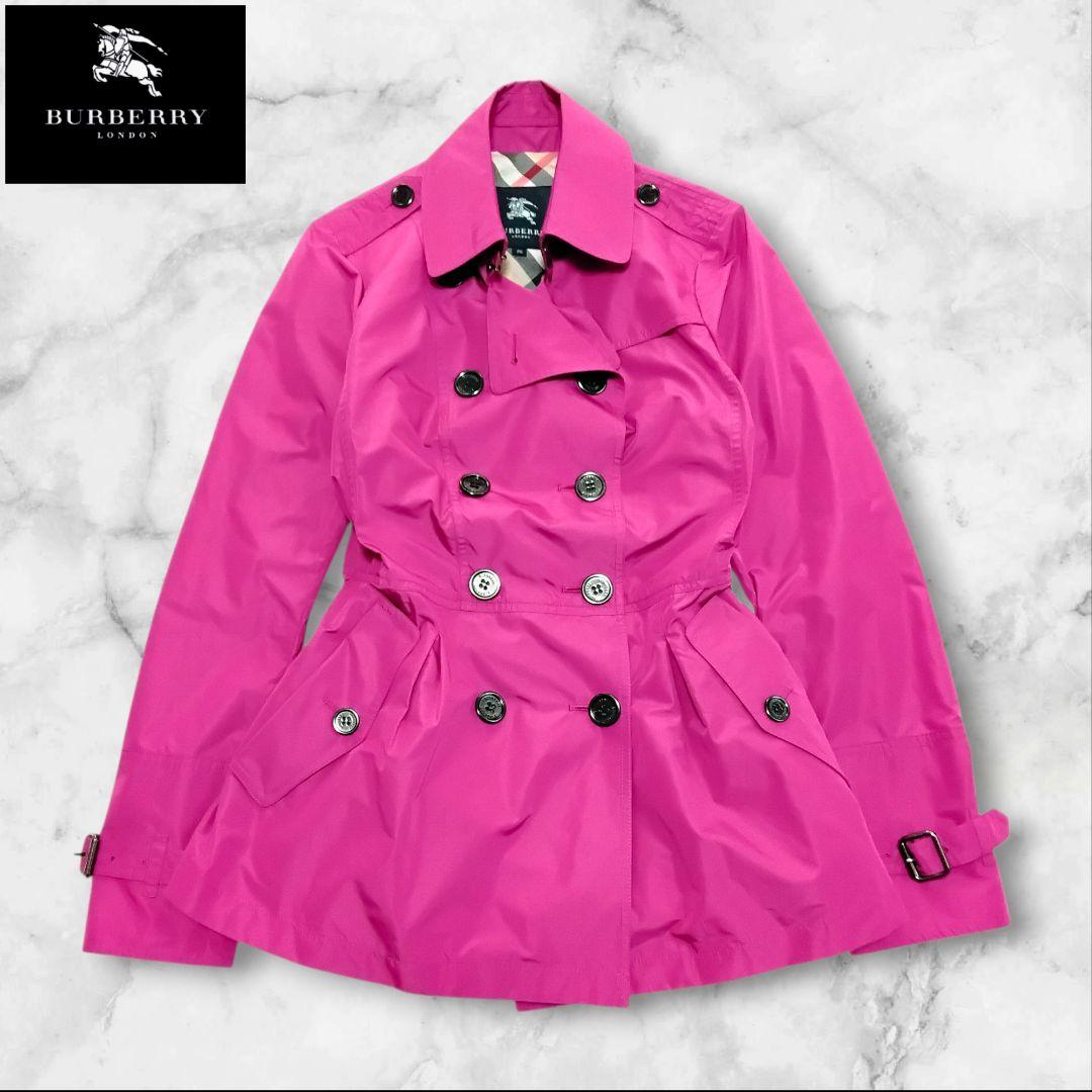 極美品　貴重カラー　バーバリーロンドン　コート　ノバチェック　パープル