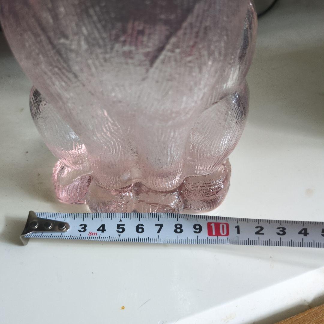 アンティーク イタリアドマン猫の形 ガラス瓶 透明ピンク