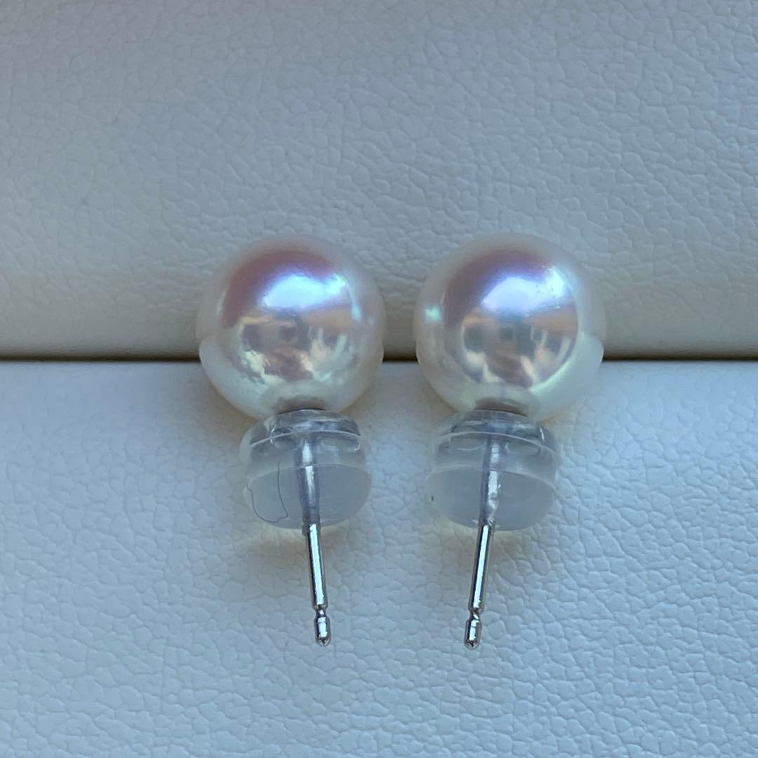 1943 美品❣️天女級のテリ❣️pt900❣️あこや真珠8mm ピアス　Aly手作
