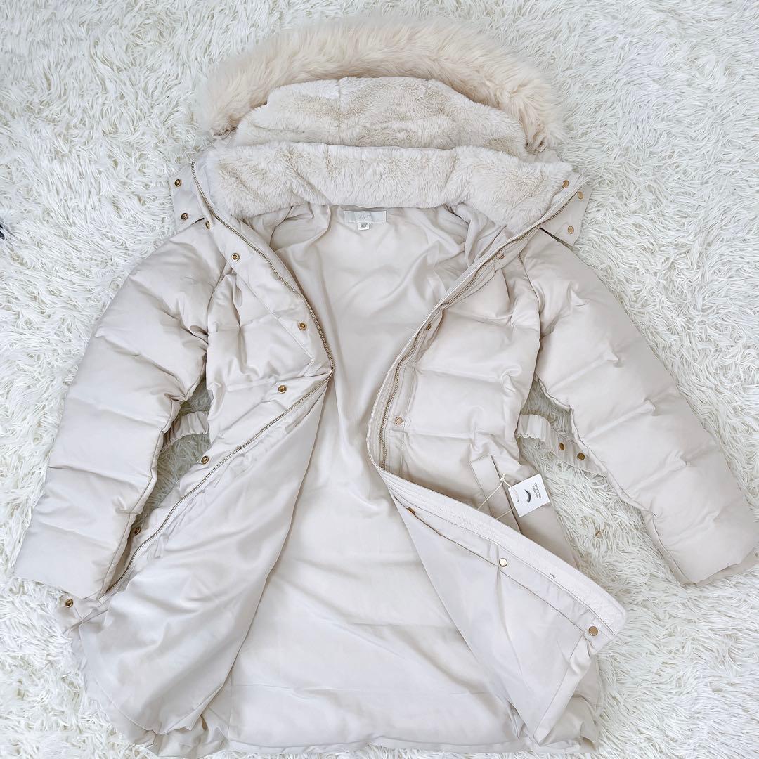 新品タグ付　今期　ZARA ベルト付き撥水加工ダウンコート