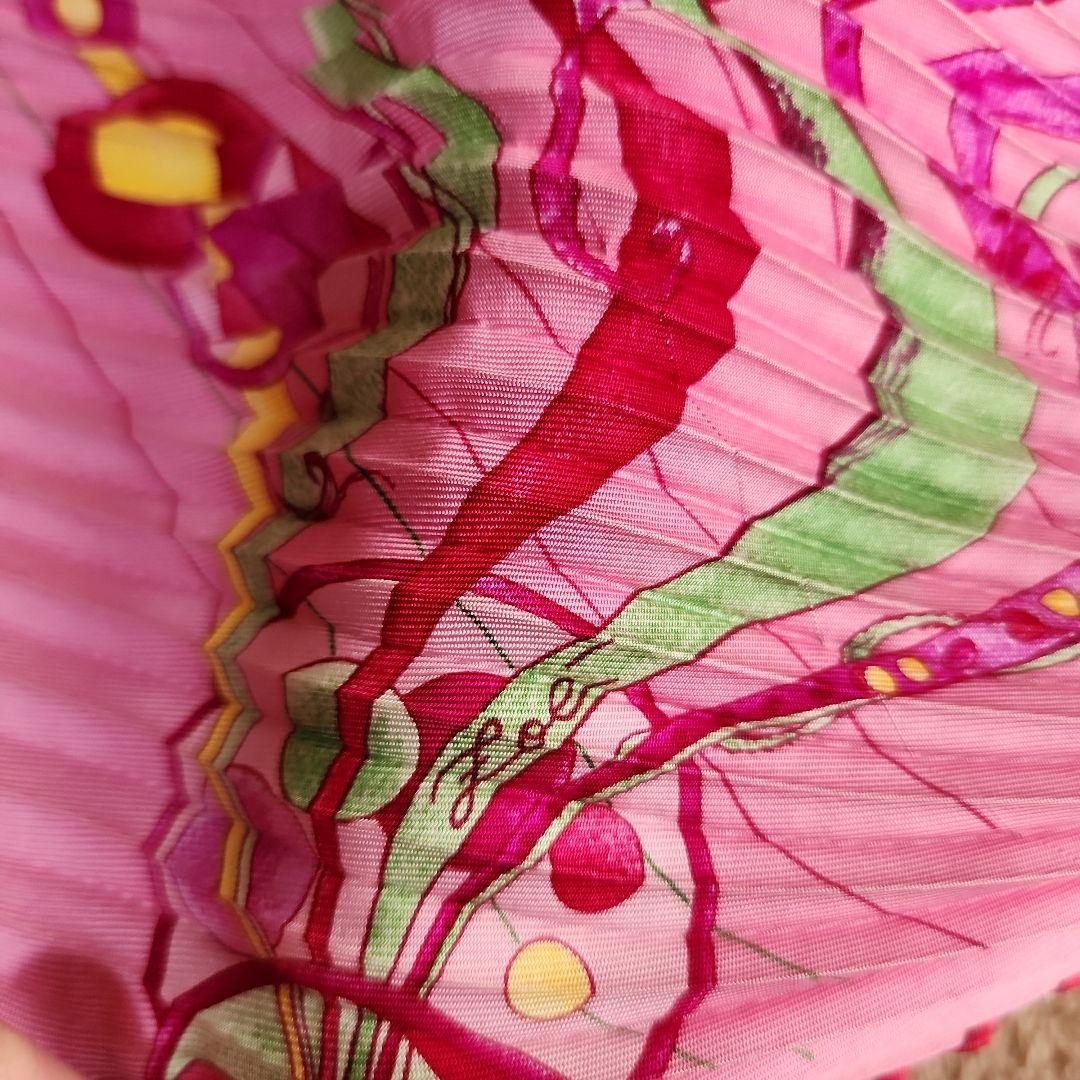 美品【HERMES】エルメス カレプリセ プリーツスカーフ 宇宙のダンス ピンク