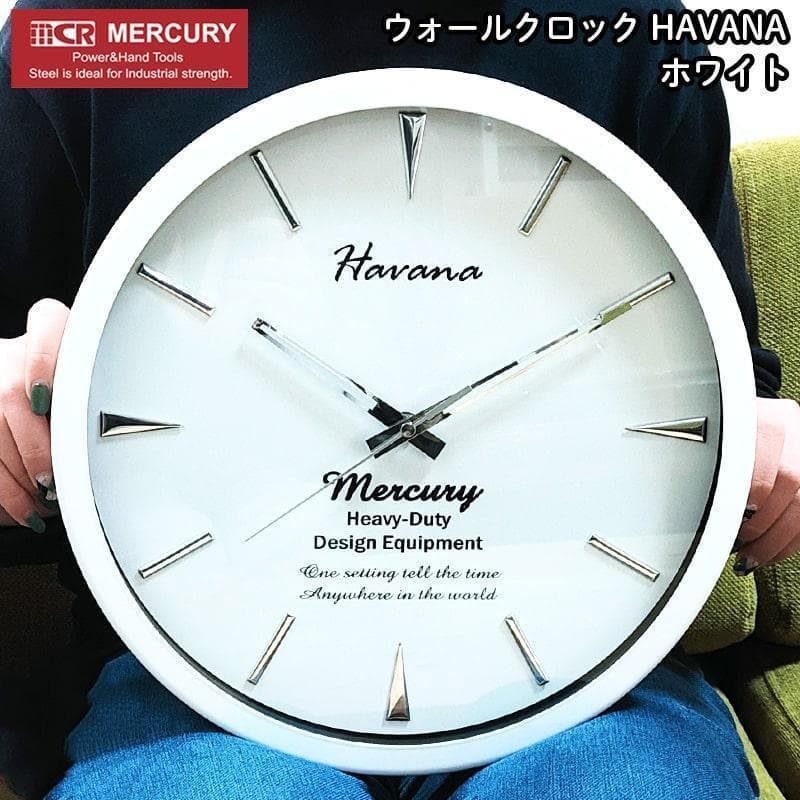 掛時計 マーキュリー 壁掛け アメリカン 雑貨 ホワイト ウォールクロック 時計