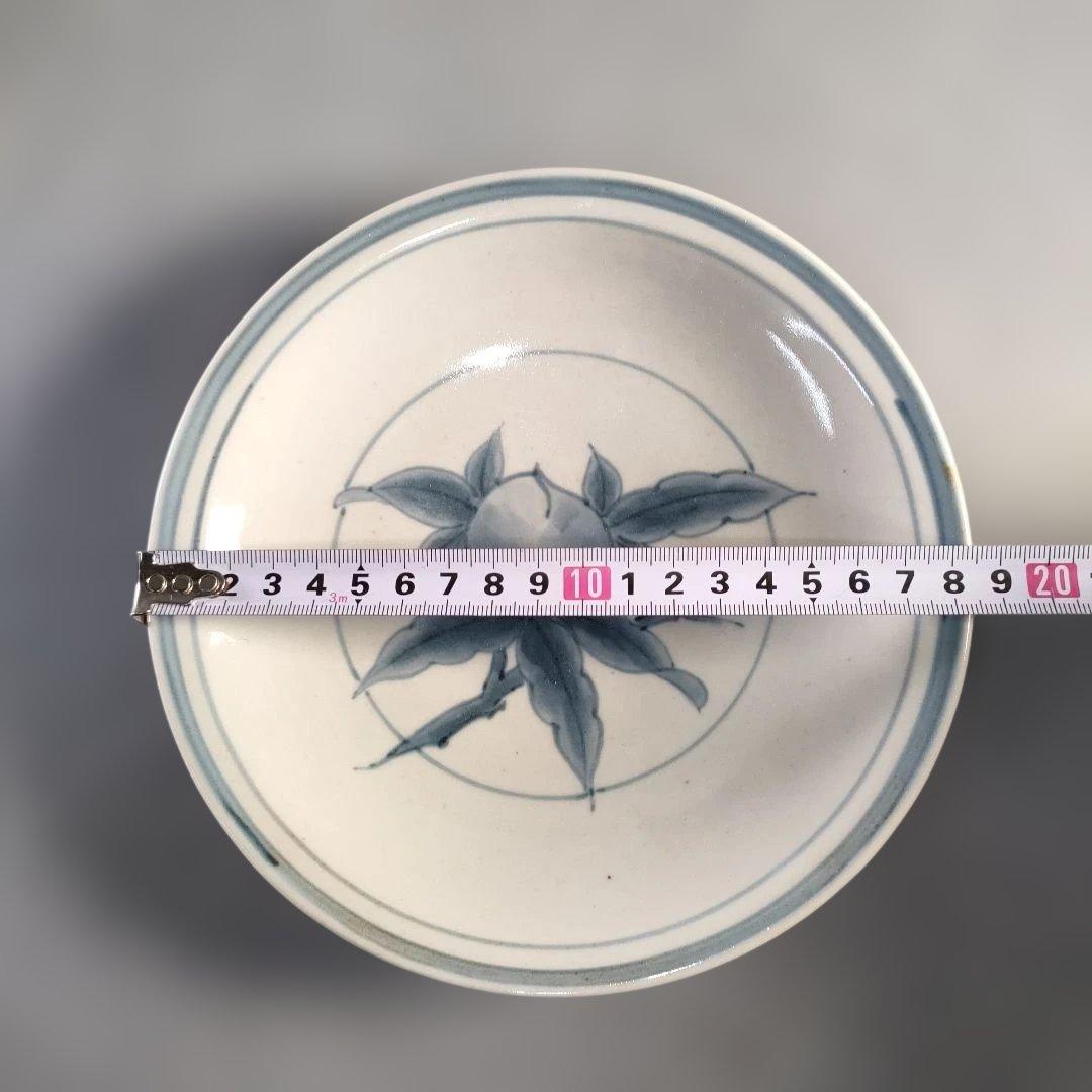 A1363-2/有田焼/五代 佐藤走波 作/染付桃絵銘々皿5客/共箱/懐石道具/