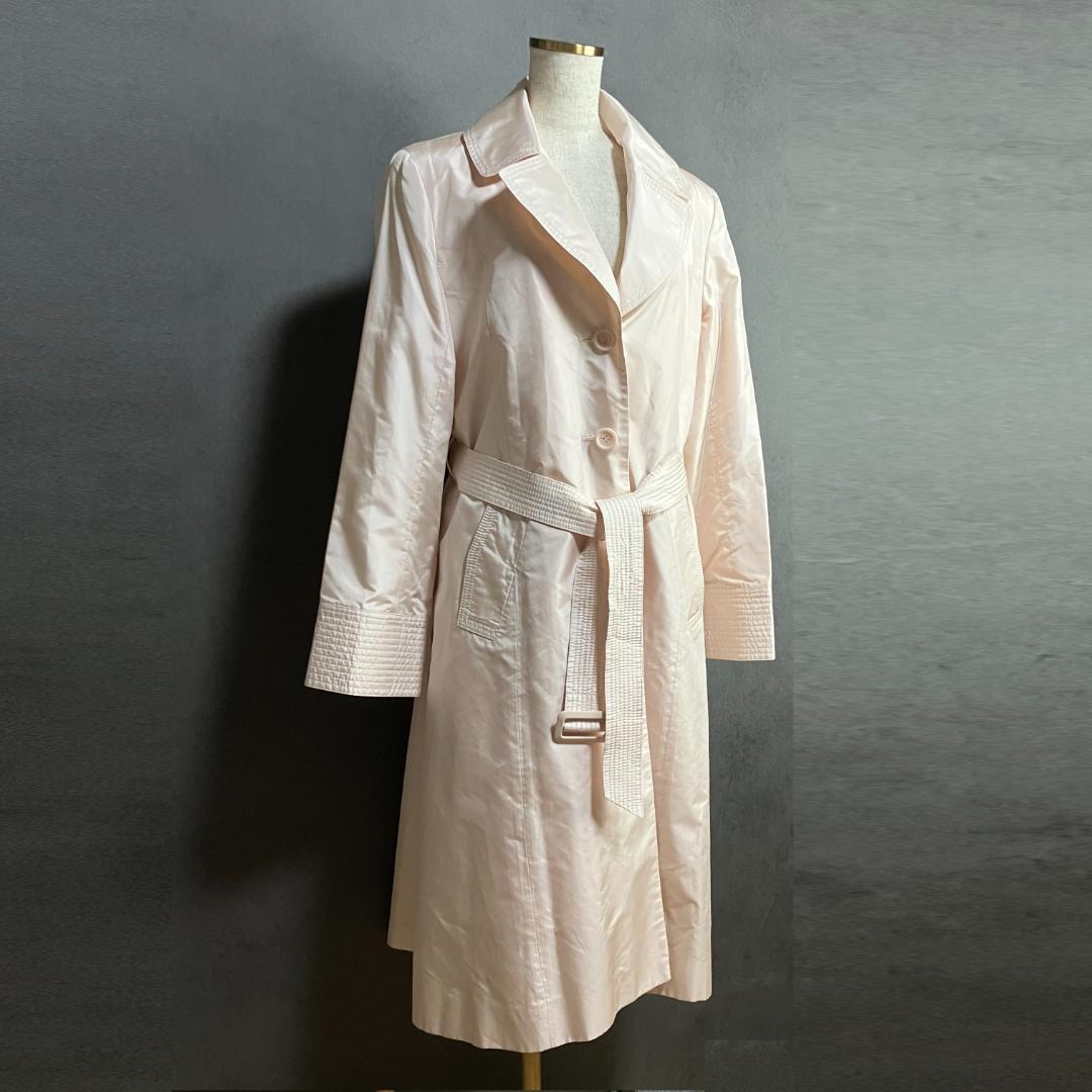 未使用級✨クレージュ シルク100% 中綿トレンチコート L相当 ライトピンク