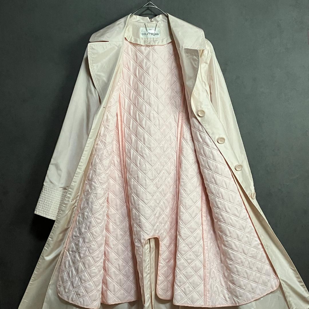 未使用級✨クレージュ シルク100% 中綿トレンチコート L相当 ライトピンク