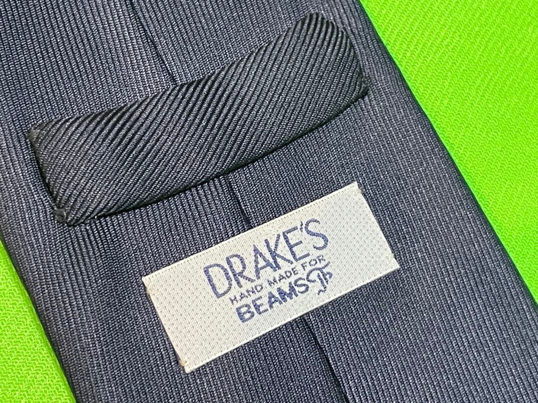 Drake's×BEAMS f ネイビー ソリッドタイ 50オンス