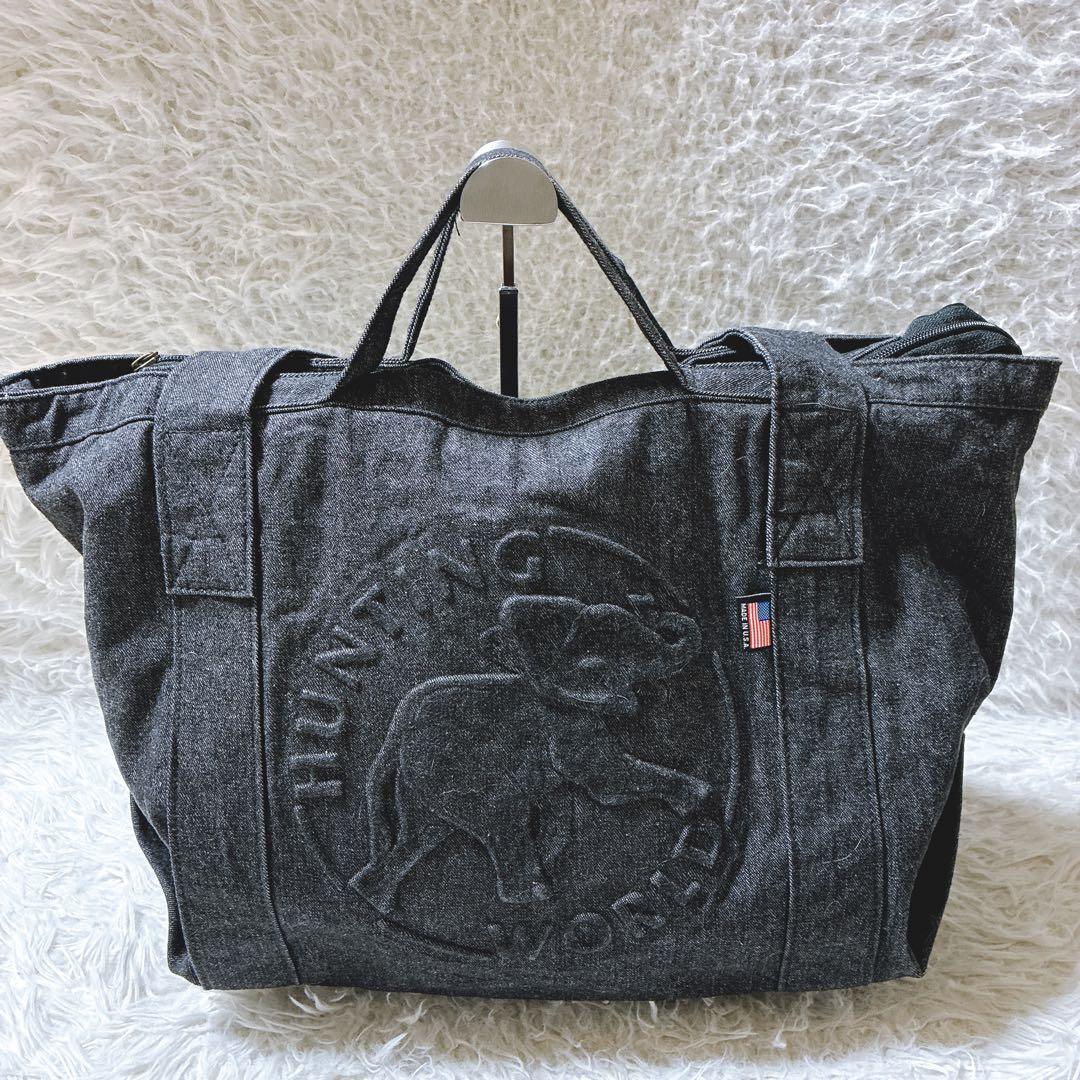 olive ⭐️ハンティングワールド　デニムトートバッグ　エンボスロゴ