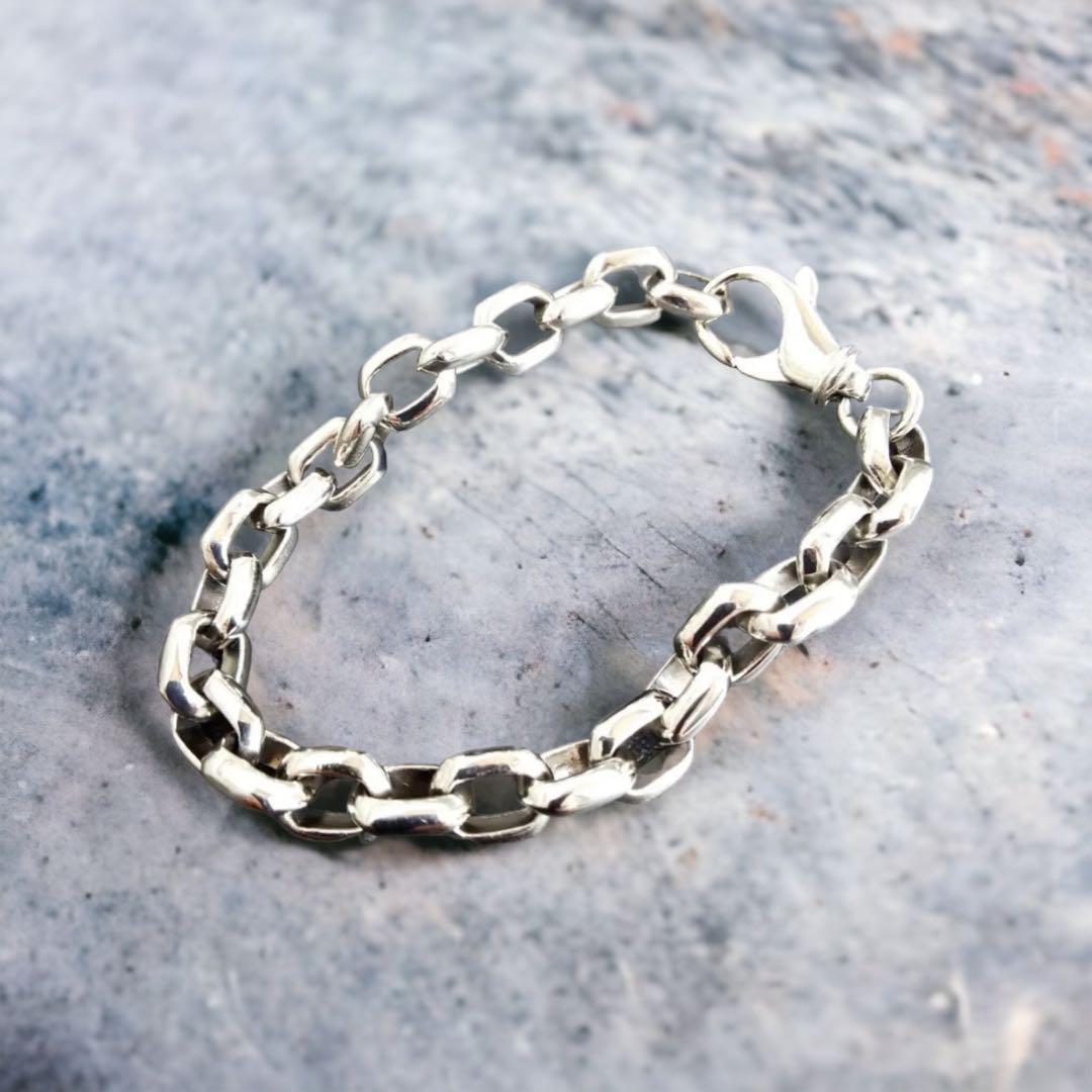 新品 シルバー925 小豆チェーン ロール　甲丸　ブレスレット バングル セット