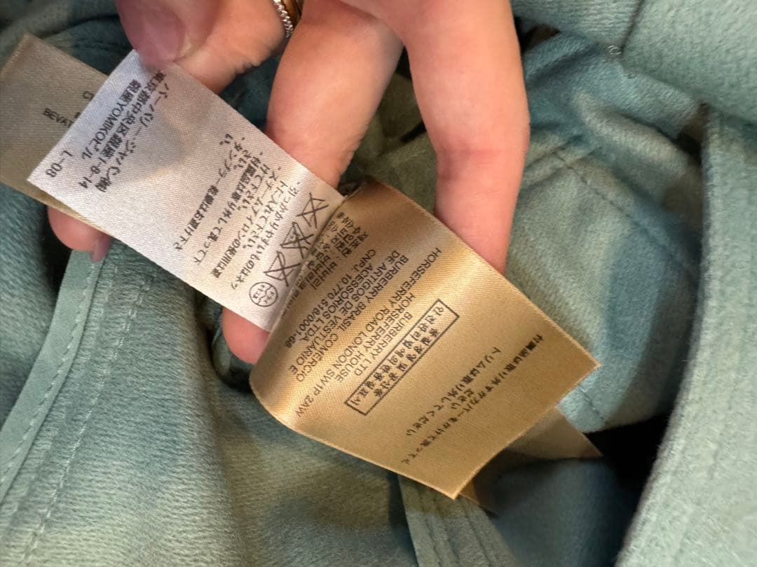BURBERRY トレンチコート カシミヤ　コート　ダウン　ミントグリーン