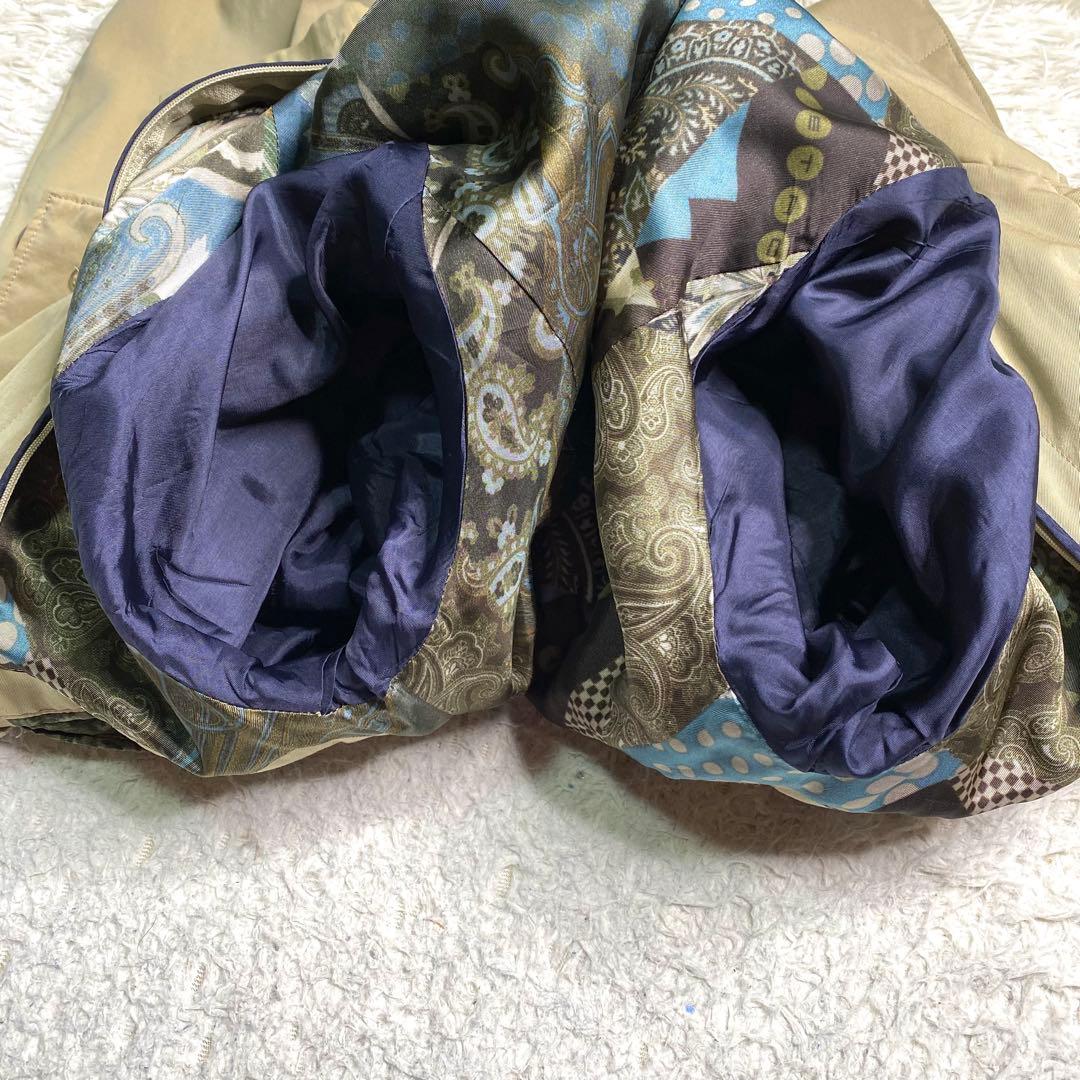 良品✨Etro ステンカラーコート ライナー ペイズリー 総柄 レザー 綿 L
