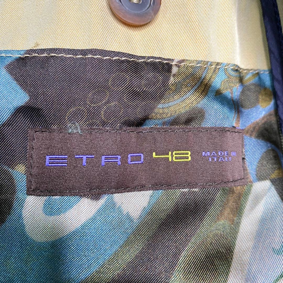 良品✨Etro ステンカラーコート ライナー ペイズリー 総柄 レザー 綿 L
