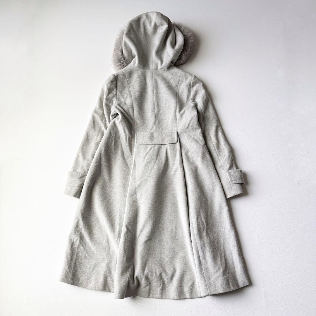 2952yハロッズ　フォックスファーロングコート　グレー　M 日本製