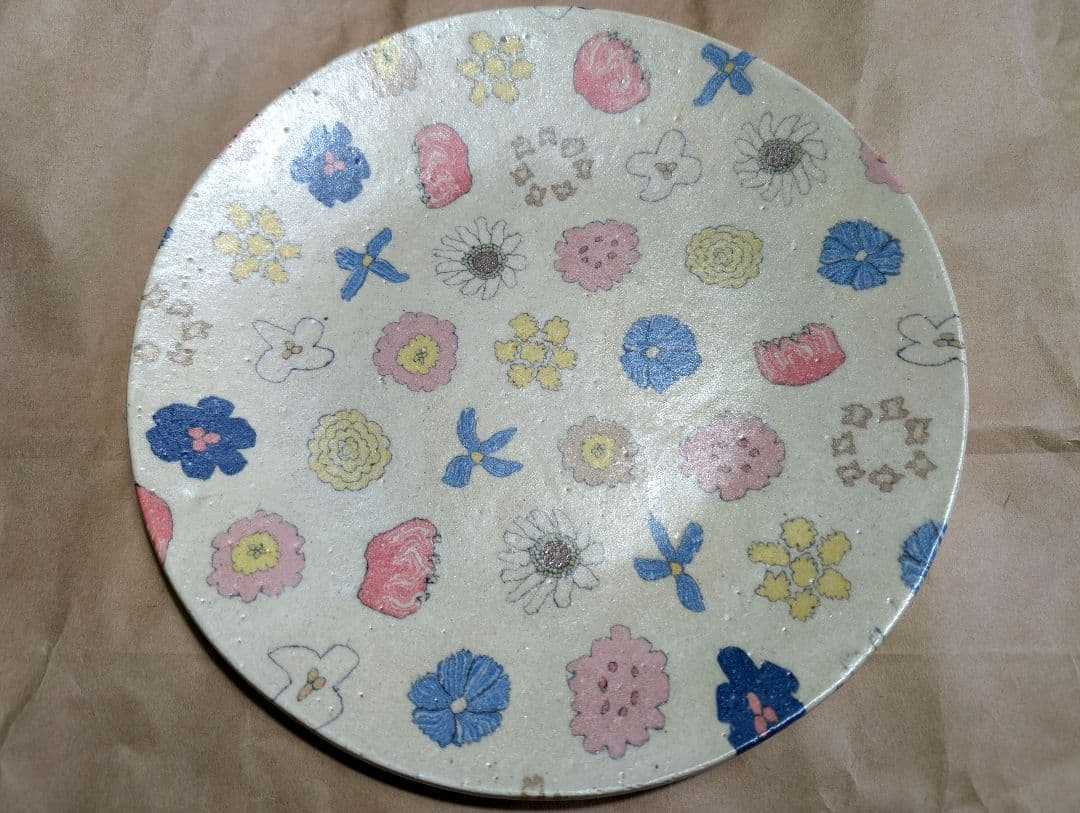 田中ちあき　練り込み　フラワーパターン7寸皿/マルチカラー