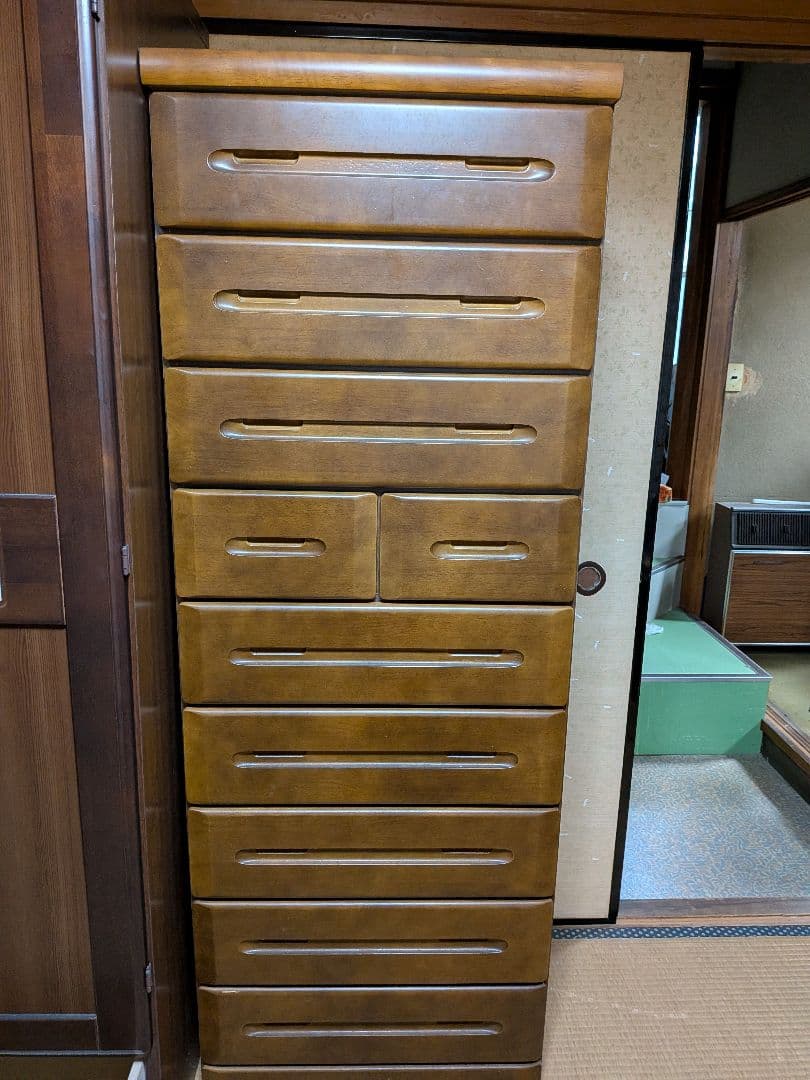 ブラウン木製チェスト 10引き出し