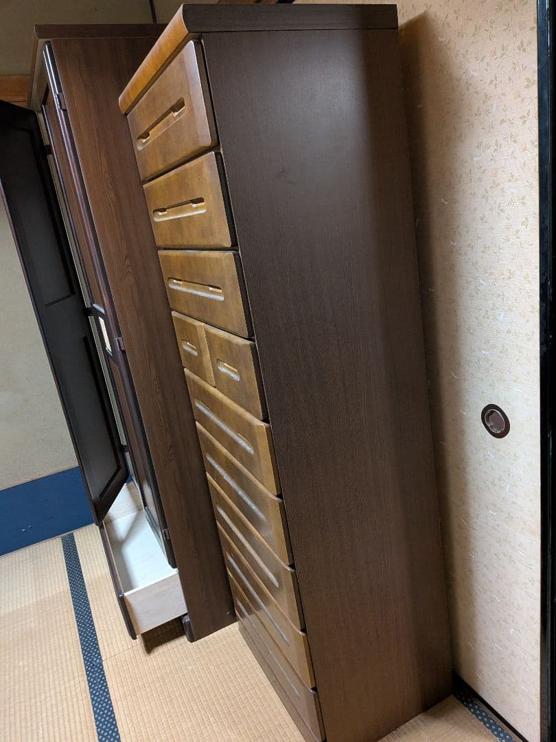 ブラウン木製チェスト 10引き出し