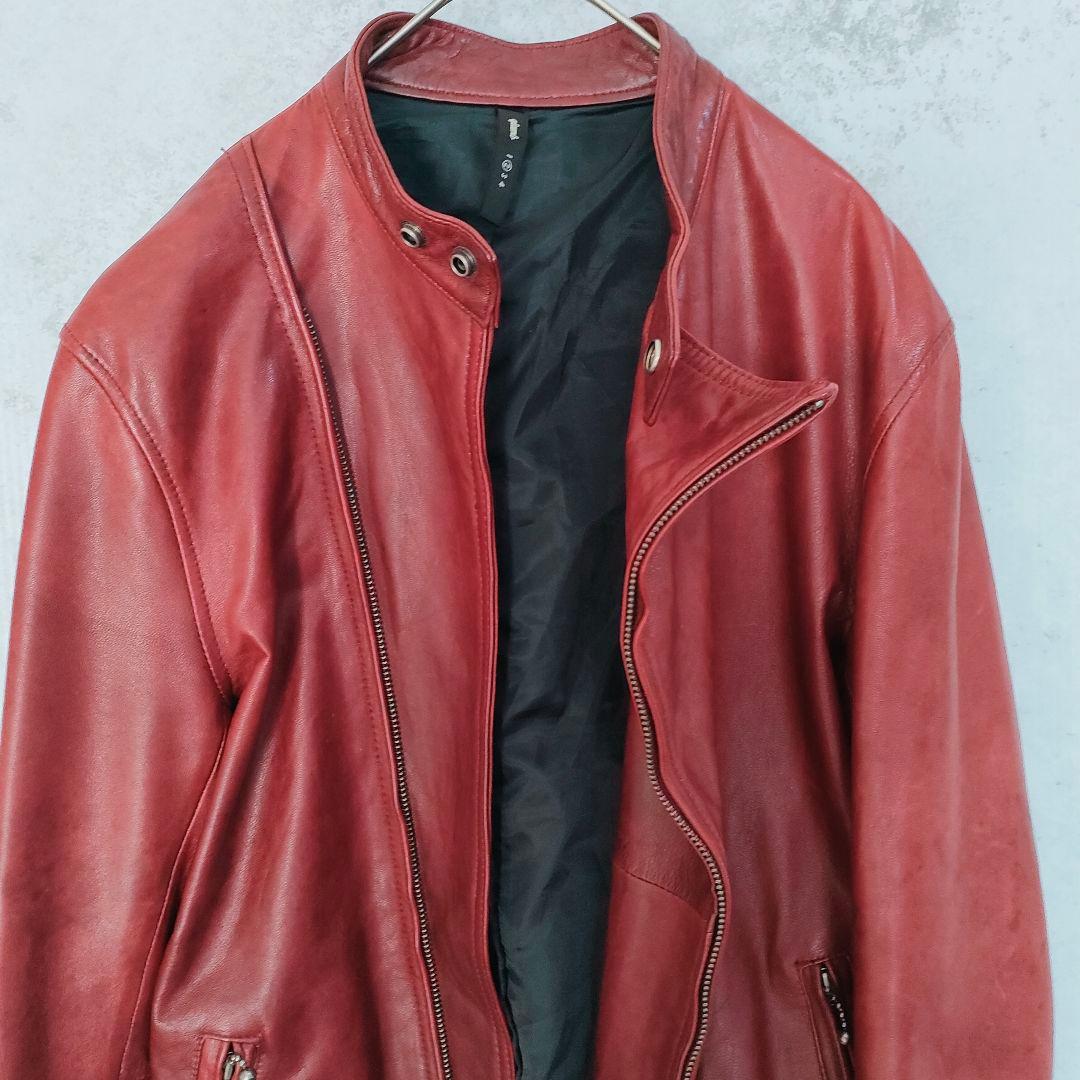 glamb　羊革　レザージャケット　シングル　 赤　メンズ