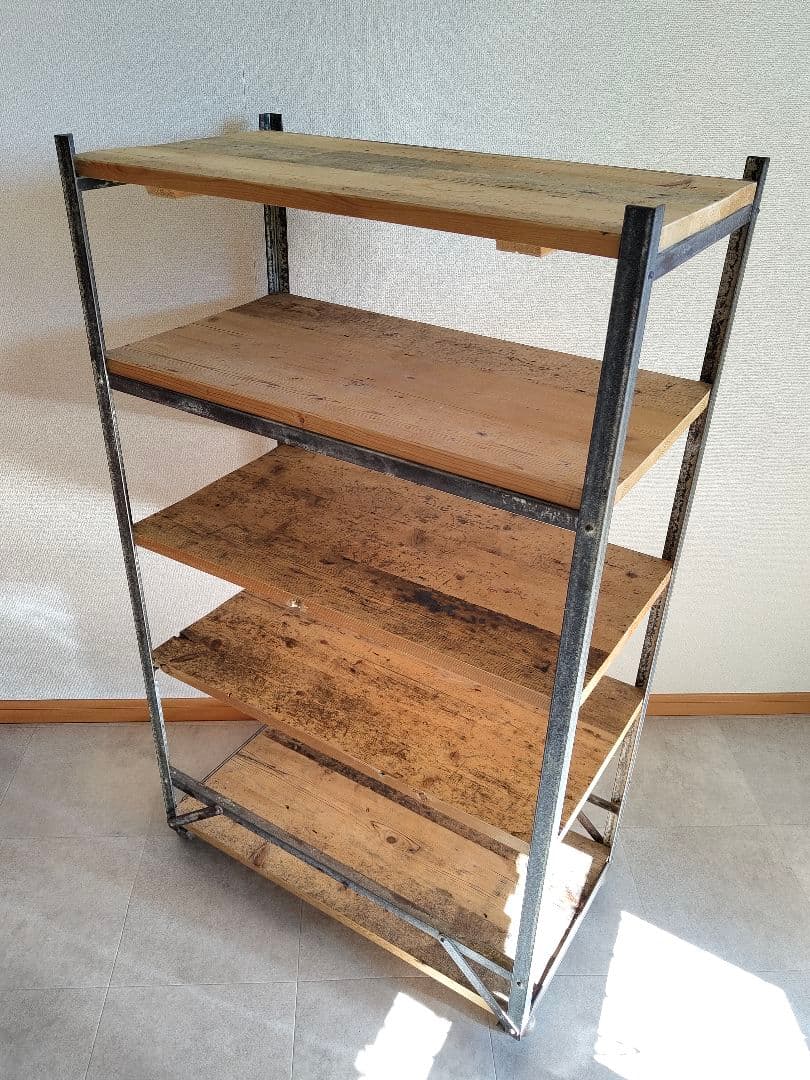 【ヴィンテージ】ウッド×メタルシェルフ　インダストリアル