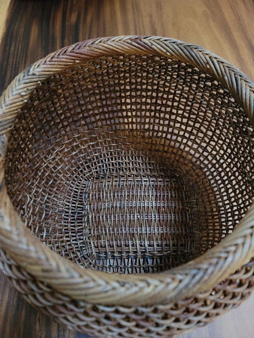 中川原信一さん作 あけびかご 人気作家　あけび籠　丸型　希少品