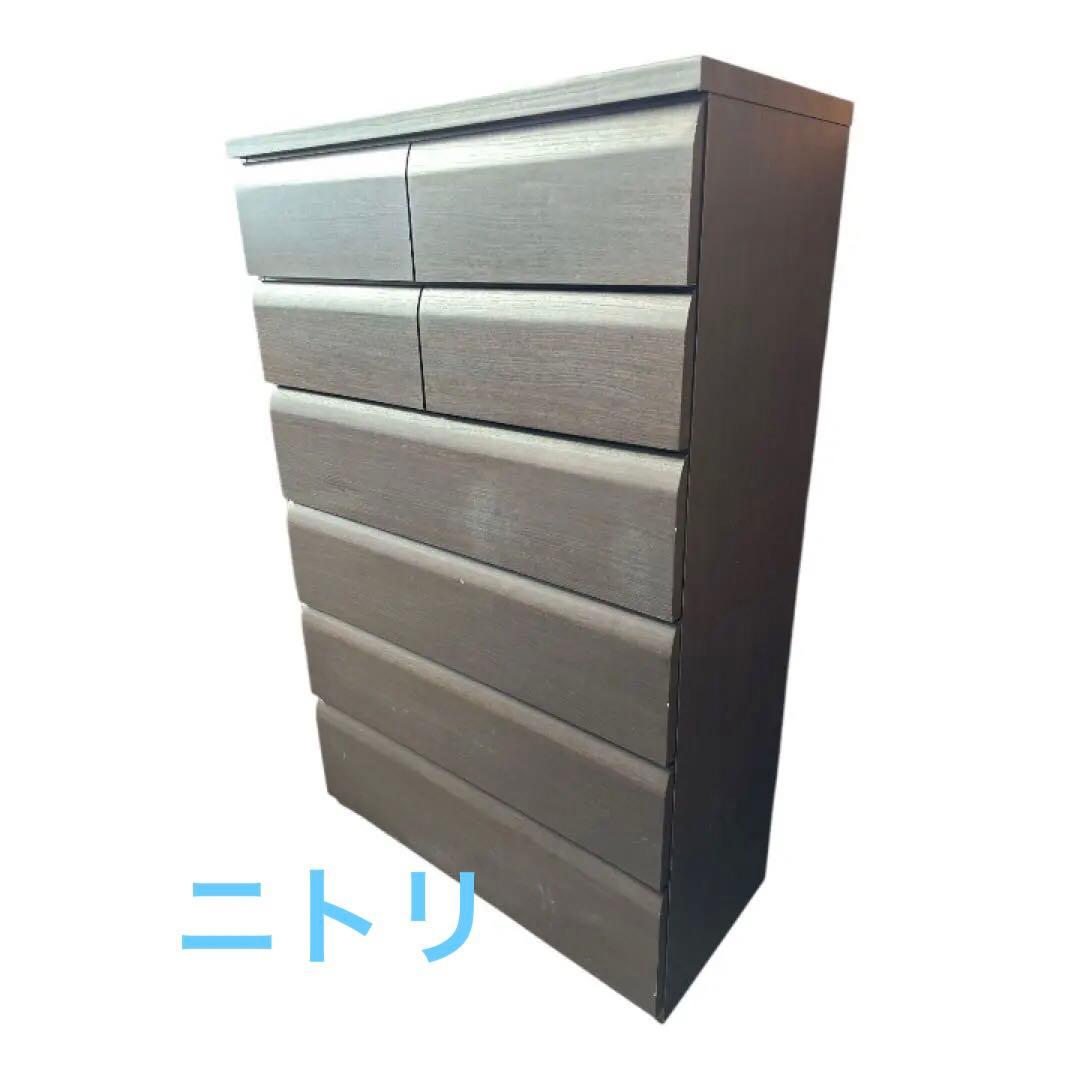 ダークブラウン 6段チェスト　ニトリ　884×1370 中古