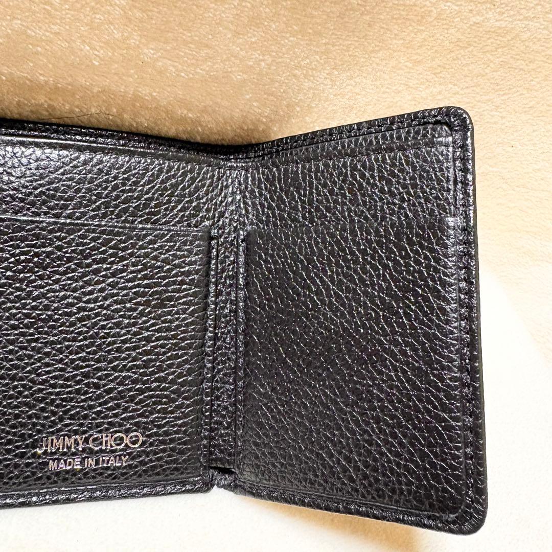 JIMMY CHOO Nemo 黒 レザー 三つ折り財布 スタースタッズ