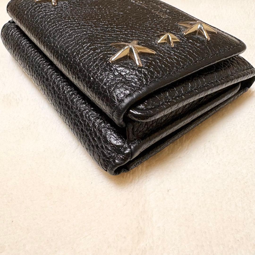 JIMMY CHOO Nemo 黒 レザー 三つ折り財布 スタースタッズ
