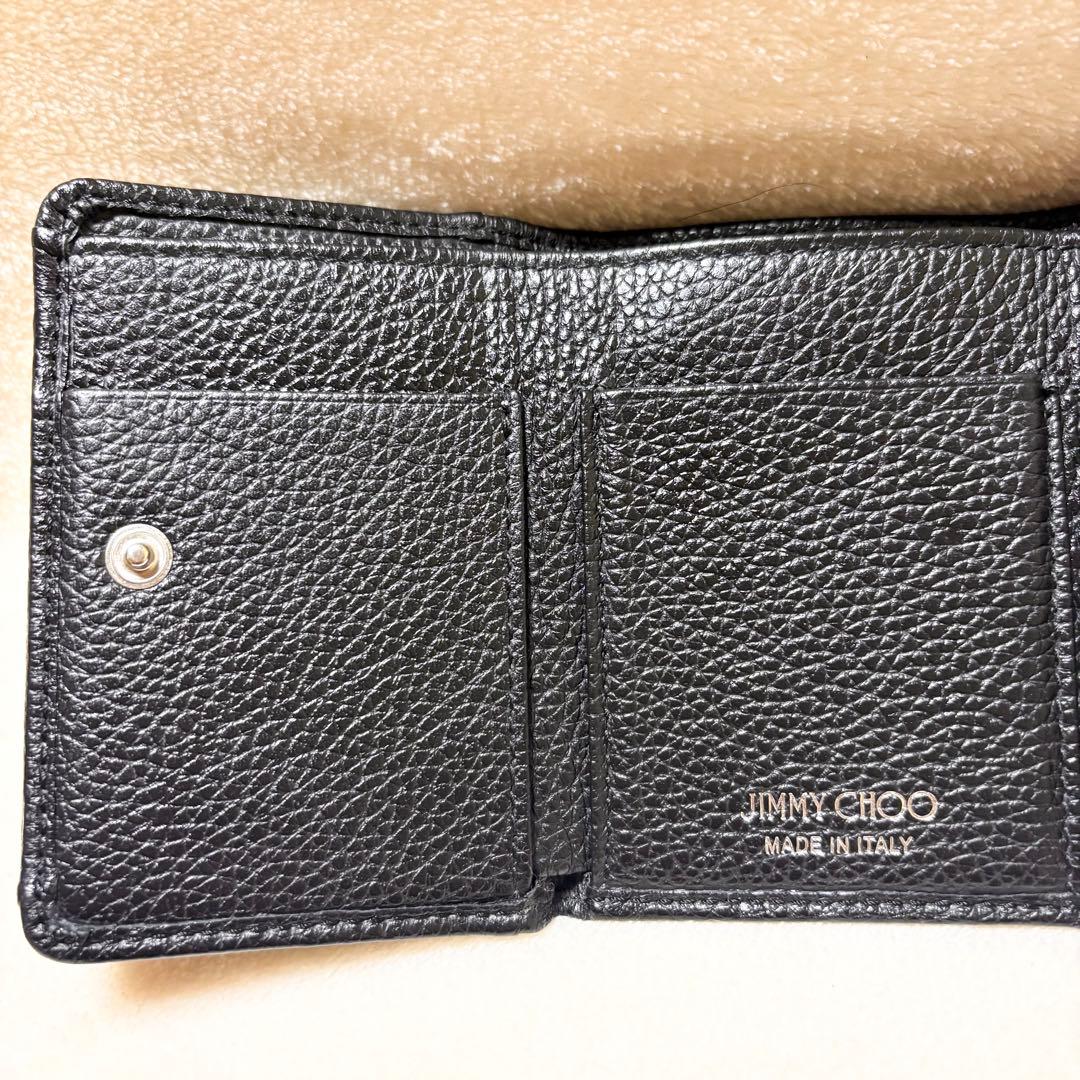 JIMMY CHOO Nemo 黒 レザー 三つ折り財布 スタースタッズ